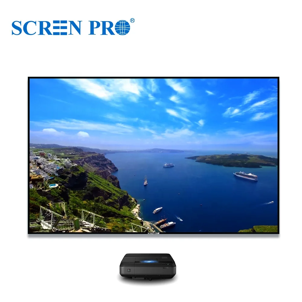 

Free shipping  4K T prism ultra short throw projector fixed frame ALR CLR screen ambient light rejecting projection screen