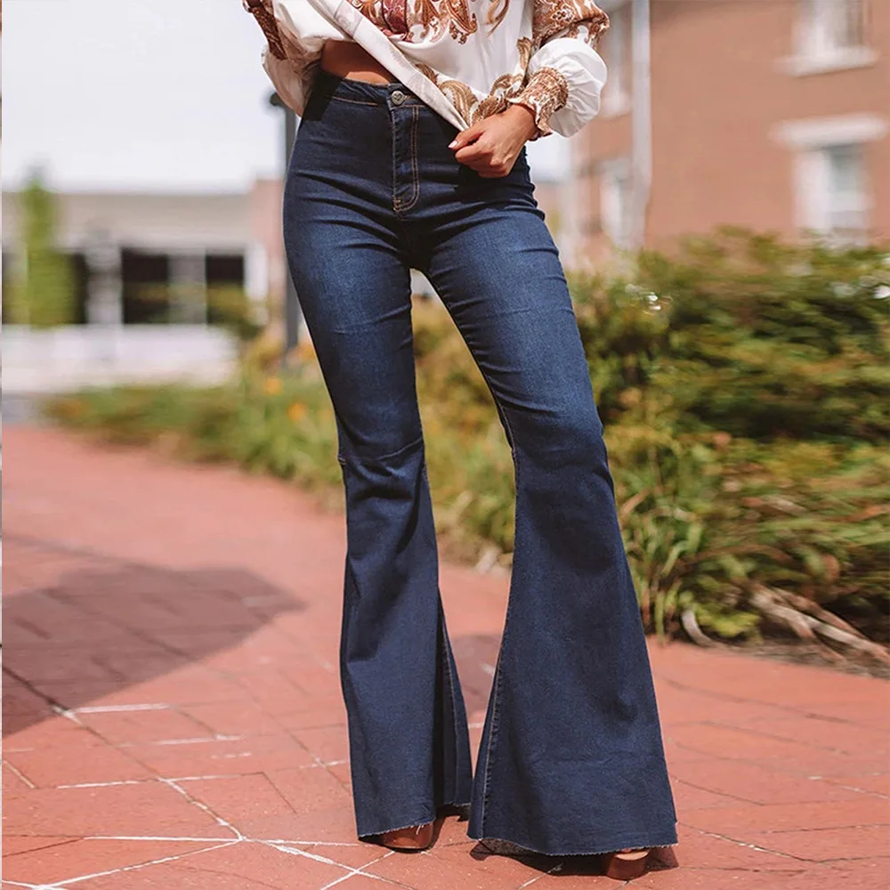 

New Arrivals Female Jeans Loose Trousers Ladies High Waist And Elasticity Flare Denim Jeans Women, Picture