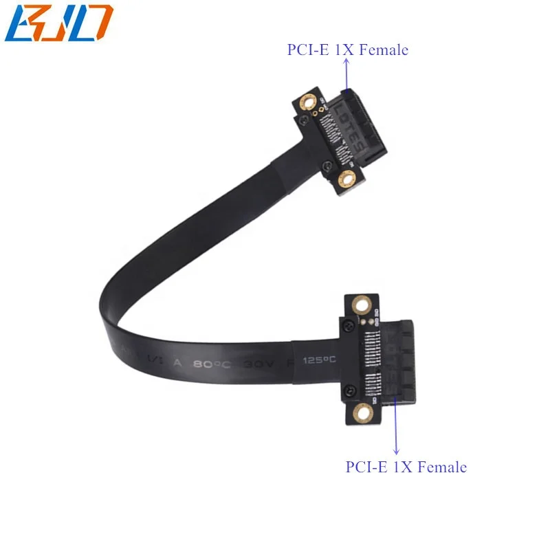 

PCI Express PCI-E 3.0 1X to X1 Riser Card Extender Ribbon Adapter Extension Cable Female to Female 10CM 20CM 30CM 40CM 50CM 60CM, Black