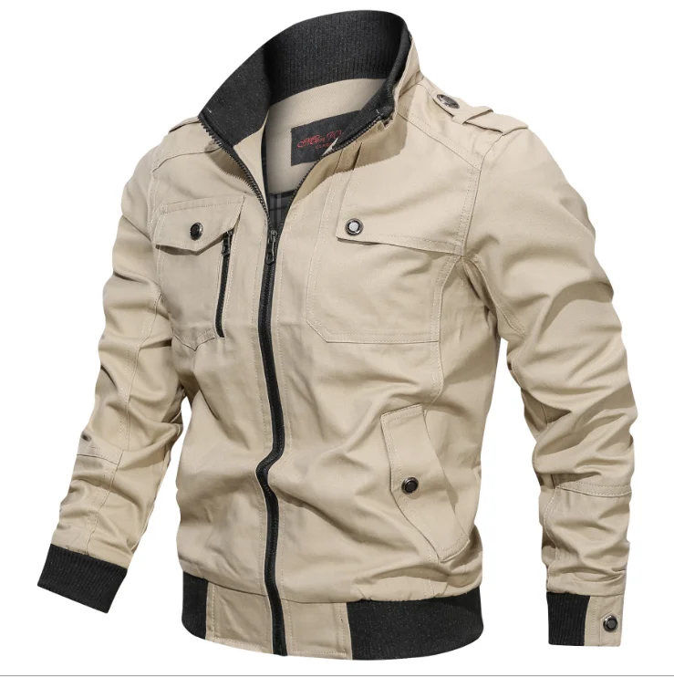

Wholesale 2021 Hot Casual Pocket Men's Coats Stand Up Collar Cotton Plus Size Men's Jackets