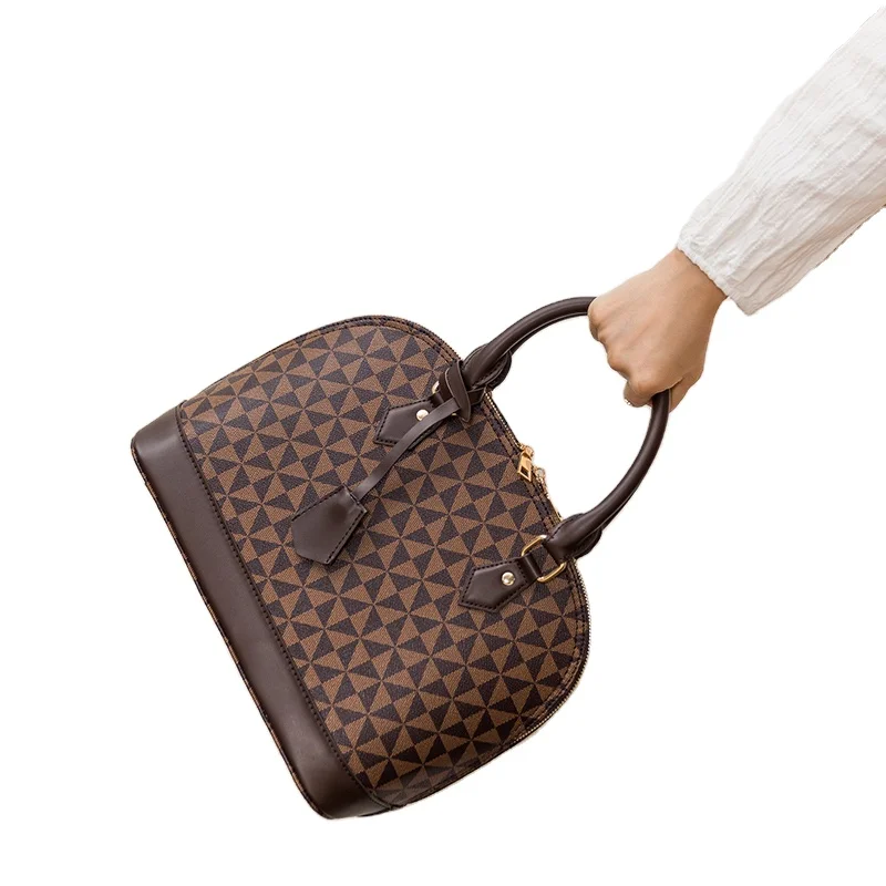 

2022 New printed handbag PU Leather Lady shoulder bag Shell shape lady bag Large capacity leather bag, 3color