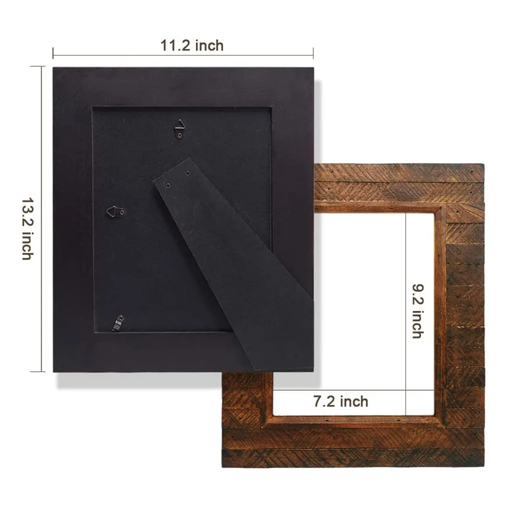 Factory Price 5 Packs Wooden Picture Frame with Rustic Brown Finish