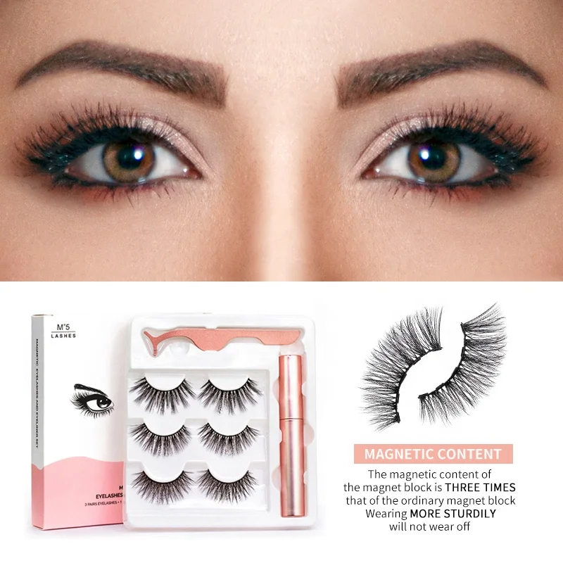 

JC 3 pairs5 pairs Pack 3D strip Magnetic Eyelashes and Magnetic Eyeliner Kit Magnet mink Eyelashes magnetic eyelash