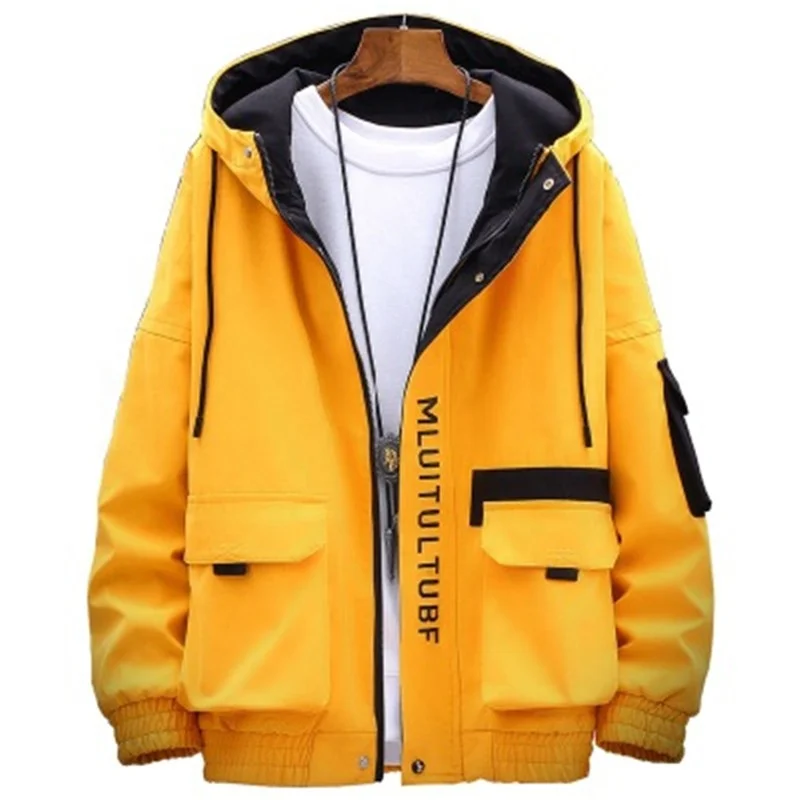 

Spring Autumn New Style Trendy Men's Jackets, Gray/yellow/black