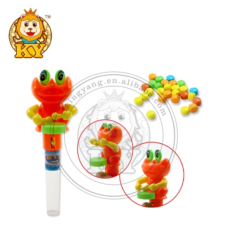 

Wholesale Tray Packing Plastic Cartoon Drum Frog Toy Candy Sweet Candy KY-E1062