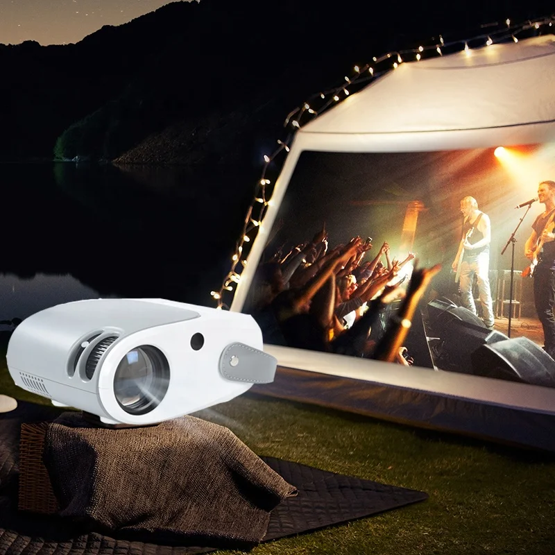 

Mini Led Home Theater Smart Video Digital Portable Projector Short Throw Lcd Projector, Gray and white