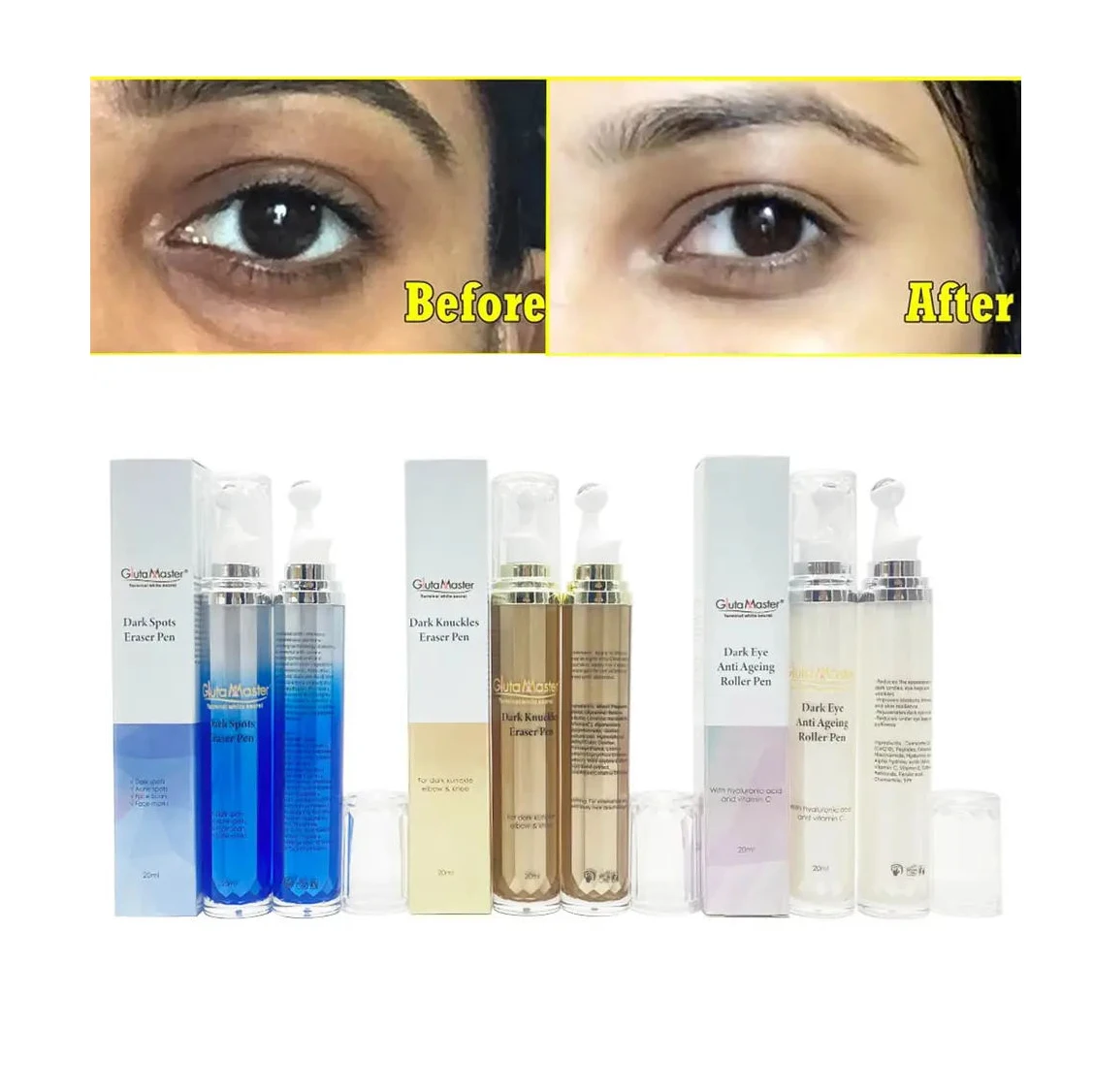 Custom Private Label Natural Organic Eye Roller Serum Anti Wrinkle Lifting Anti Aging Eye Serum Remove Dark Circle