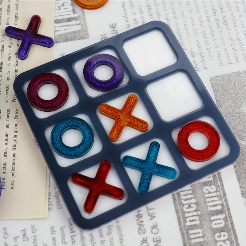 

Ornament Jewelry Mould Keyring Tray Coaster Domino Chess Dish Alphabet Keychain Epoxy XO Chess Resin Silicone Mold