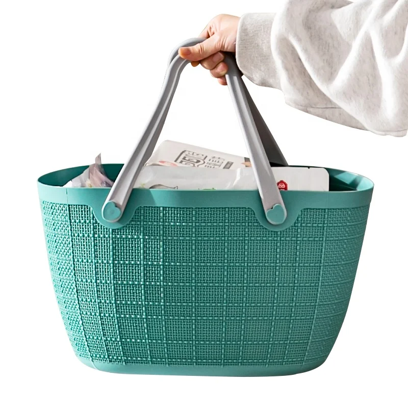 

Amazom Hot Sale Outside Fashion Design Deskto Handle Plastic Picnic Basket