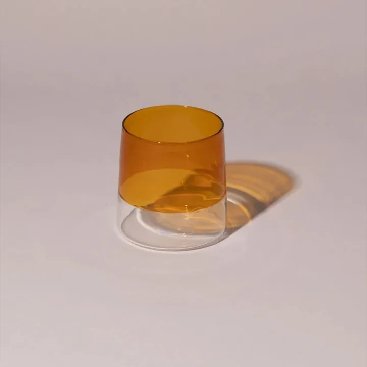 

Custom Made Borosilicate Light Colored Layered Glass Cup, Amber/blue/pink