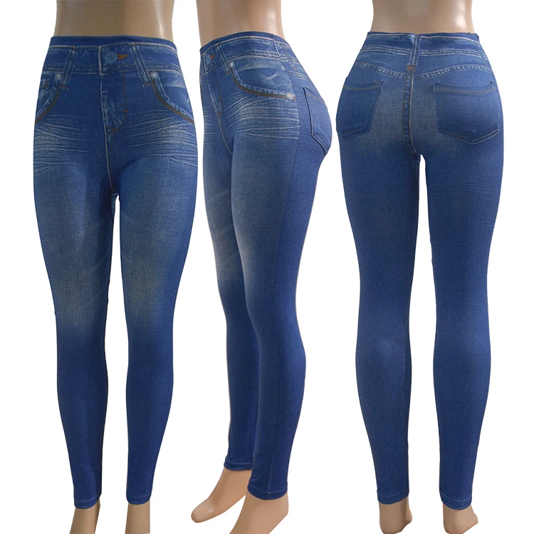 

Women's Denim Print imitate Jeans Look Like Leggings Sexy Stretchy High Waist Slim Skinny Jeggings, Multi color optional