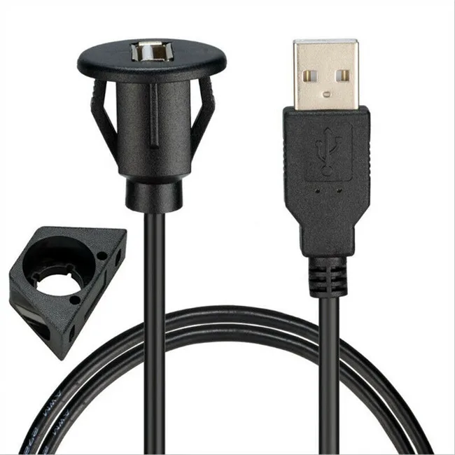 

1m Car Dashboard Mount USB 2.0 Male To Female Socket Panel Extension Cable, Black