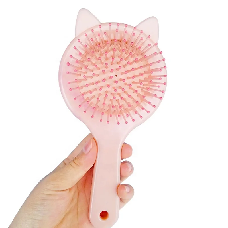 

Custom Print Kitty Girl Massage Hairbrush Korean Cute Cat Shape Hair Brush, Rainbow