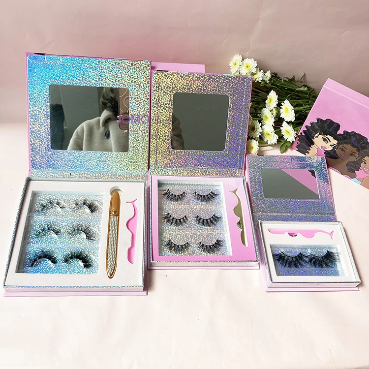 

Wholesale lash vendor can custom your logo empty eyelashes box packaging lash book case, Black