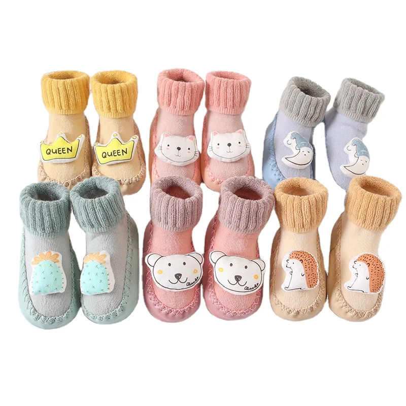 

XIANGHUI Autumn and winter new three-dimensional cartoon thick socks soft sole toddler shoes socks baby warm shoes socks, Pantone color