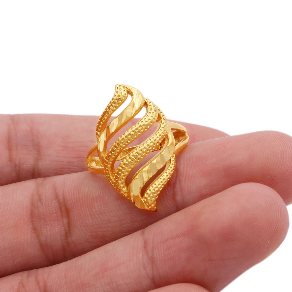 

Dubai fashion Jewelry 18K gold plated finger rings for women jewellery adjustable couple Wengagement ring girls bridal gifts