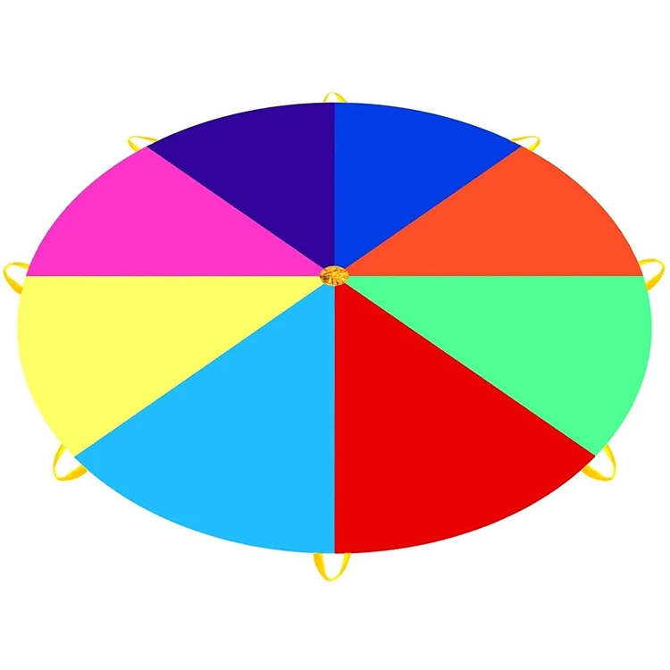 

Diameter 2M/3M/4M Rainbow Cheap Kids Preschool Play Parachute with 8 handles for team work game, Colorful