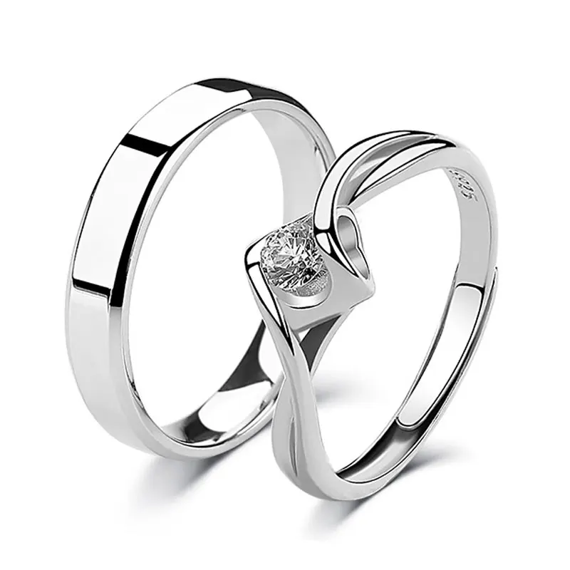 

Fashion s925 silver valentine anniversary adjustable couple rings