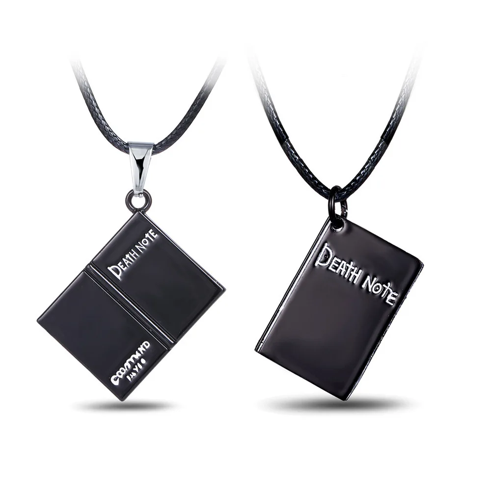 

Classic Anime Death Note Necklace Rope Leather Choker Black Book Pendant Necklace, Photo