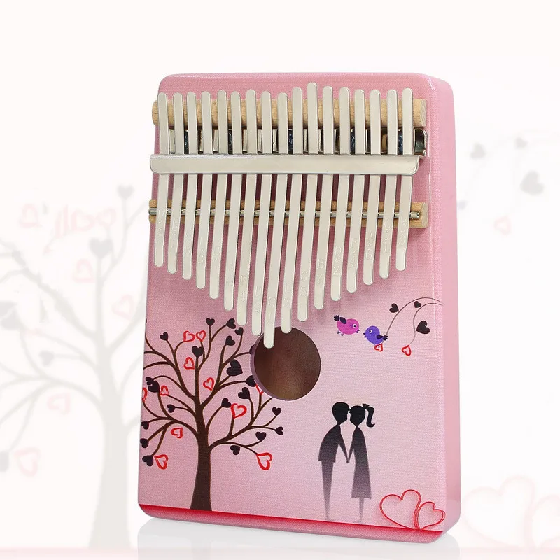 

Mini Kalimba 17 Keys Color Printing Wooden Kalimba Portable Kalimba, Colorful