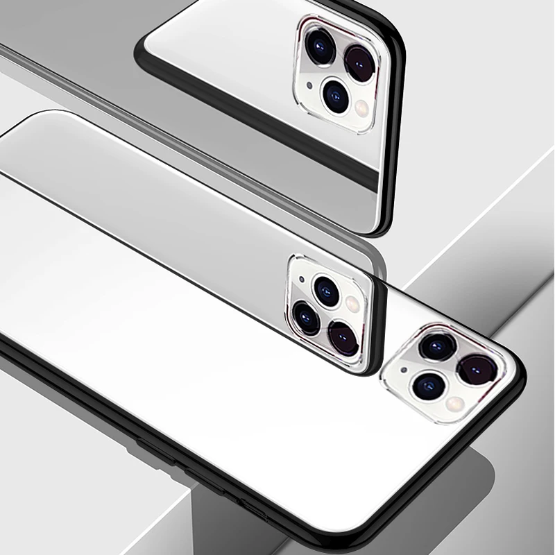

Girls Women TPU Bumper tempered Glass Mirror Phone Case For iPhone 11 pro max/X/XS Max Makeup Mirror Phone Case