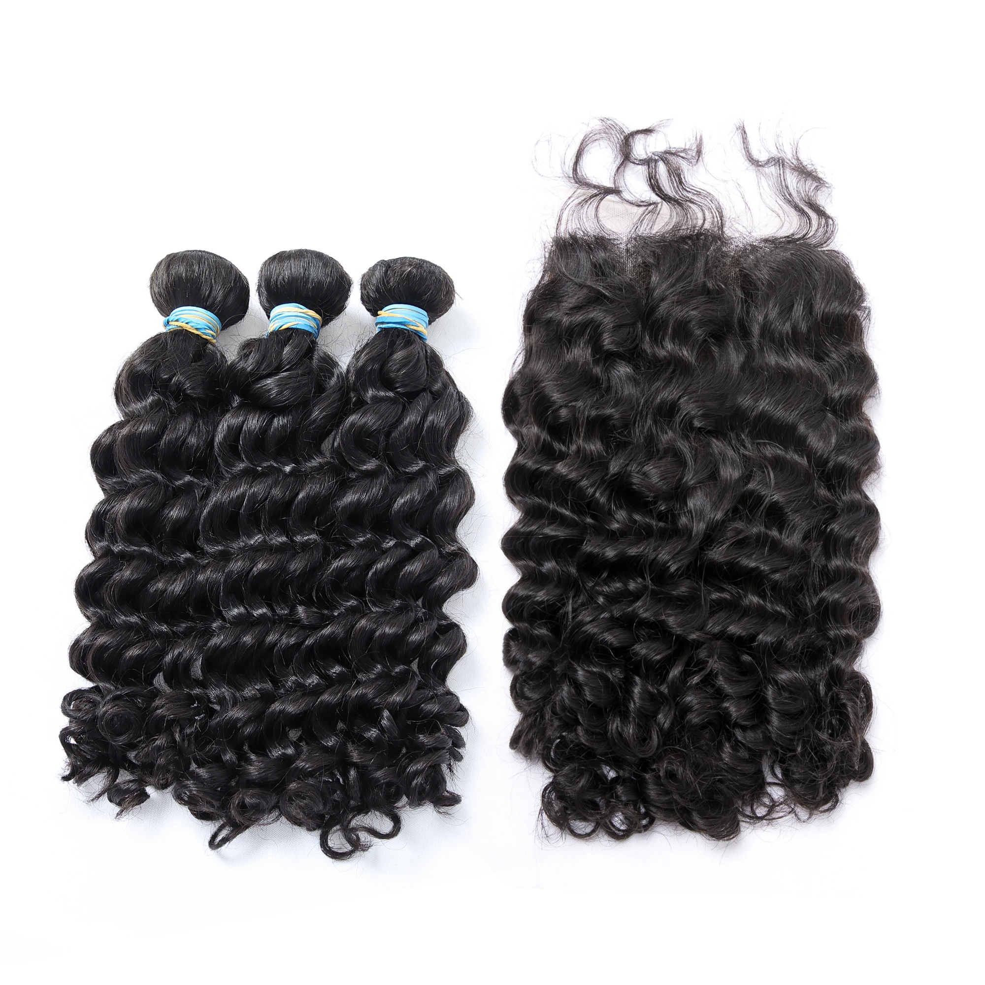 

Easy to dye unprocessed cuticle aligned hair virgin hair 3 bundles with a closure5*5