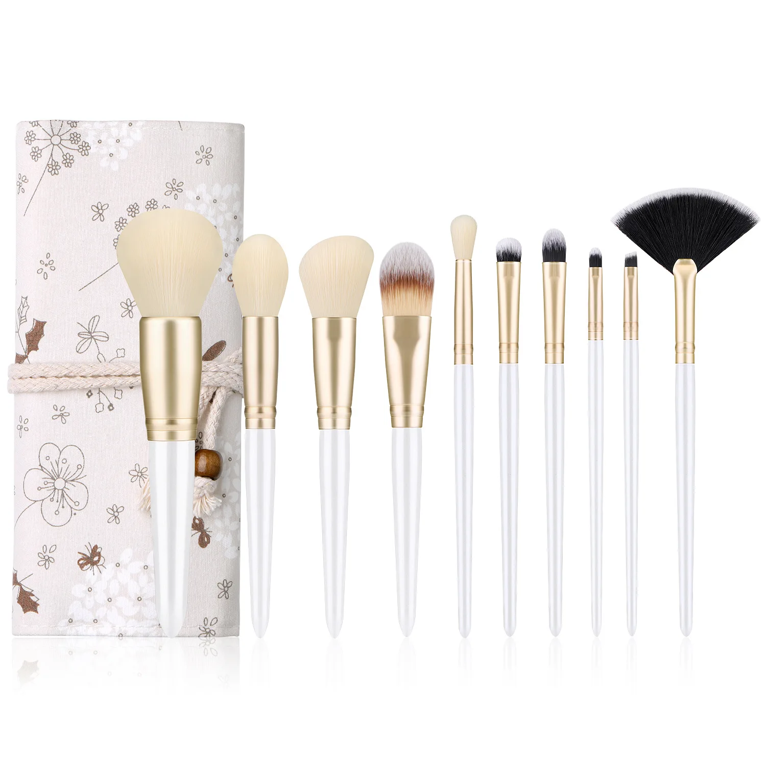 

Custom Private Label 10PCS Makeup Brush Set Printed Bag Tools Eyeshadow Concealer Blusher Brushes