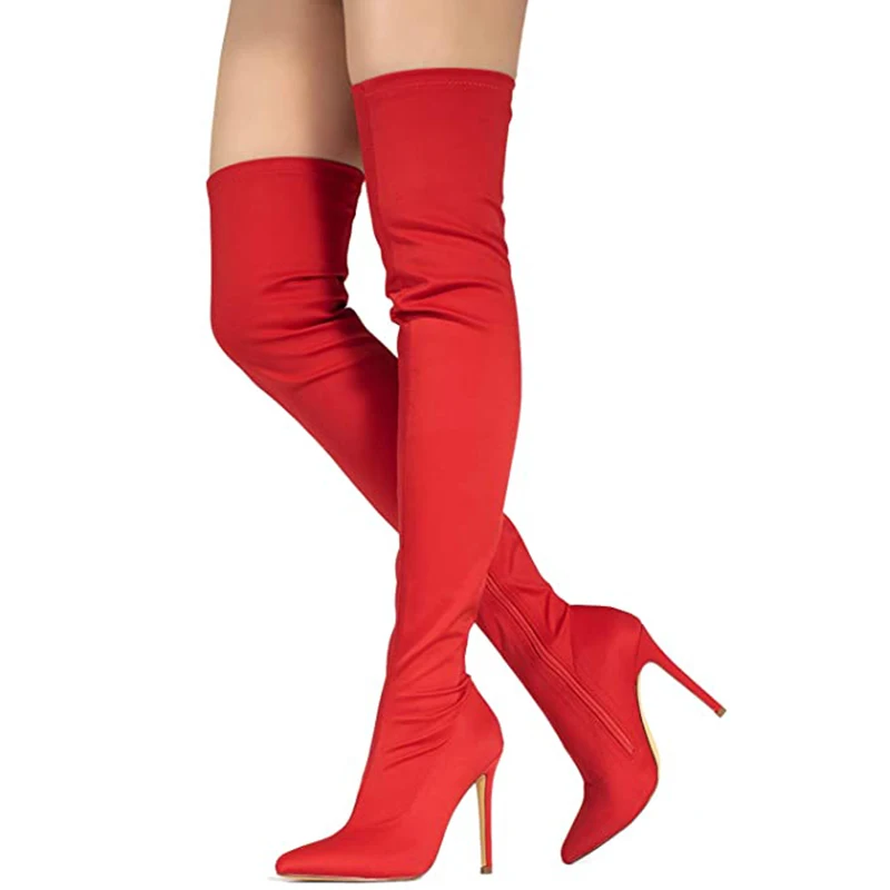 Thigh High Red Black Flexible Ladies Classic Boot Shoes High Heels ...