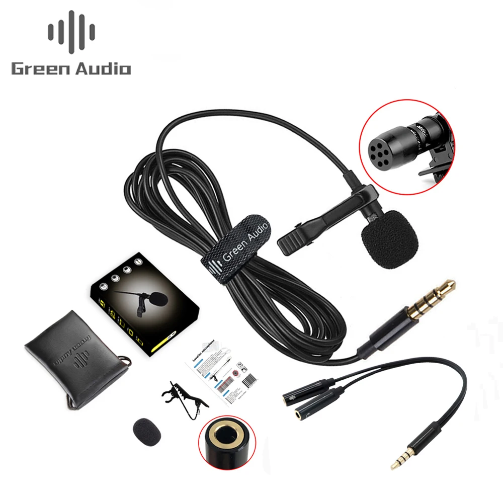 

GAM-141D condenser recording mic clip lavalier microphone for phone, Black