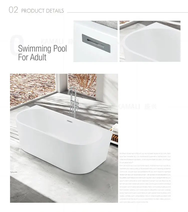 Kamali SP1838 cupc clear acrylic cheap small freestanding bath tub small square portable walk in bathtub