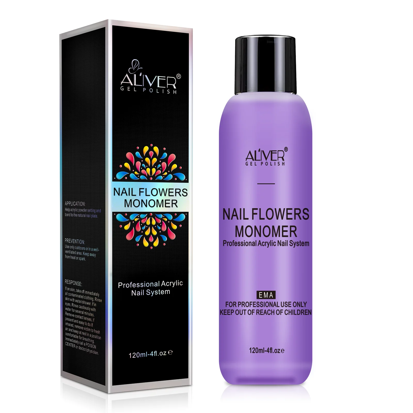 

ALIVER Private Label 120ml EMA Acrylic Liquid Nail Flowers Monomer Professional Acrylic Powder Nail System