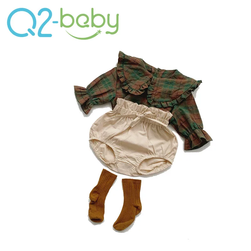 

Q2-baby 5075 Flounce Shirt Boutique Newborn Infant Wear Clothing Sets Baby Girls Clothes 2pcs Set romper jumpsuit