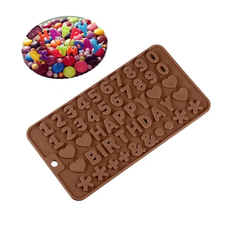 

Happy Birthday age number shape chocolate molds cake decorating tools silicone resin molds, Chocolate/pink/blue