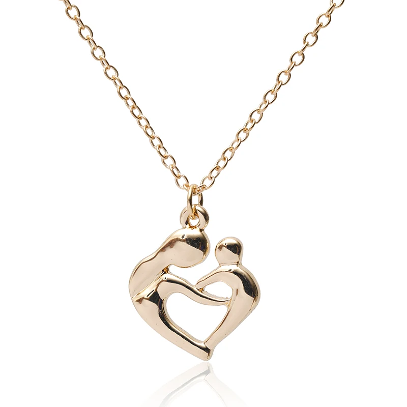 

Mother's Day Gift Promotion New Arrival Gold Plated Necklaces Pendant Heart Shaped Jewellery Mom and Baby Necklace