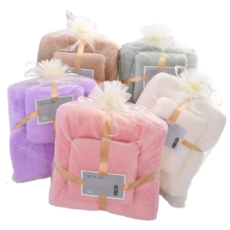 

warp knitted high density coral velvet towel promotional gift bath towel sets 70*140cm, Reseda,brown,pink,sky blue,lilac