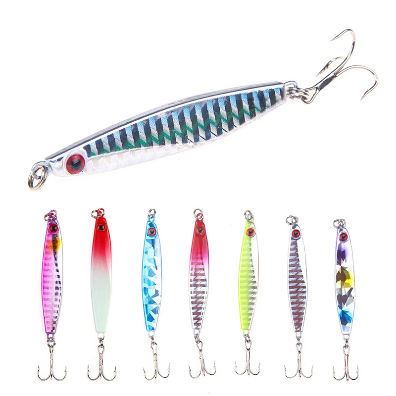 

IMA Subsection Sequin Bait Jig Fishing Jigging Fishing Pencil Lures Assorted Spoon Metal Hooks, 7 colors