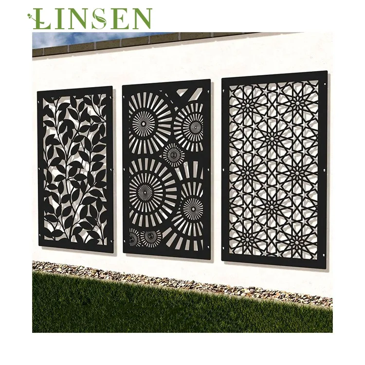 

Linsen Custom Size Laser Cut Perforated Wall Panel Metal Decorative Wall Art Panel Decorative Metal Aluminium Panel Cut Screen, Black;white;grey;rust
