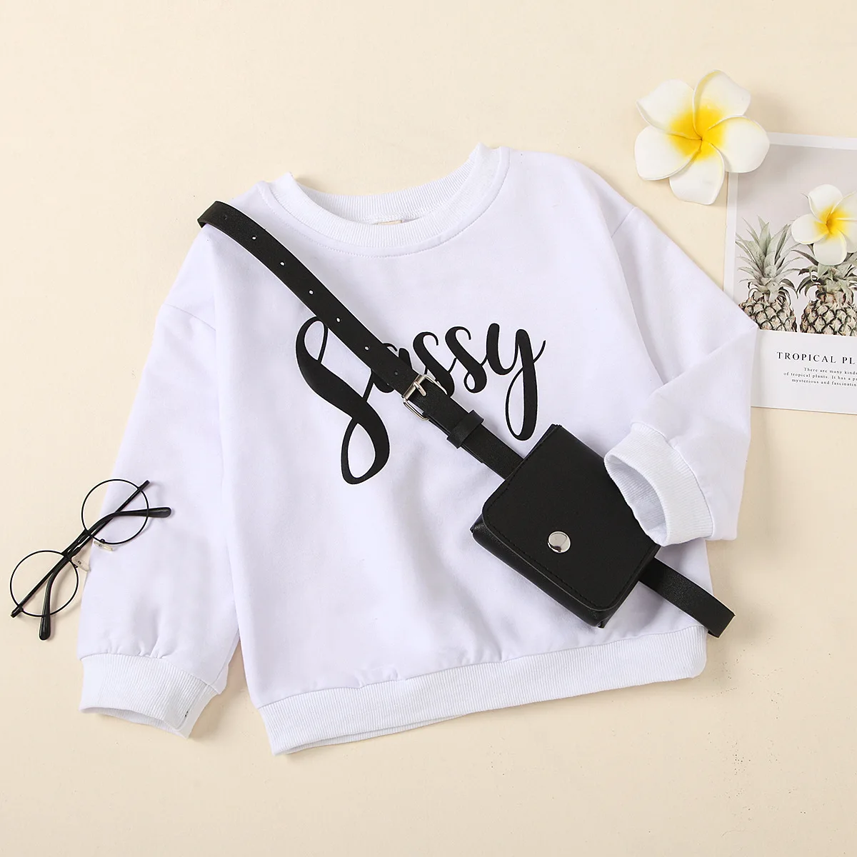 

2021 New Spring Baby to Toddler Girl White Letter Dress Shirt with Bag 2 pcs Fashion Clothes 2-6T, As photos