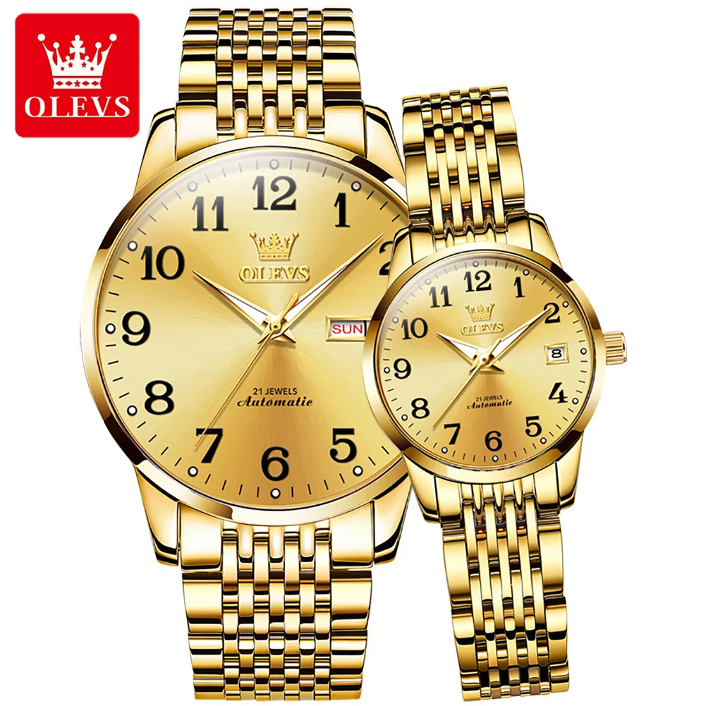 OLEVS 6666 Men and Women WatchesMinimalist Couple Watch Lover Steel 30M Waterproof Wristwatches OEM Automatic Watches