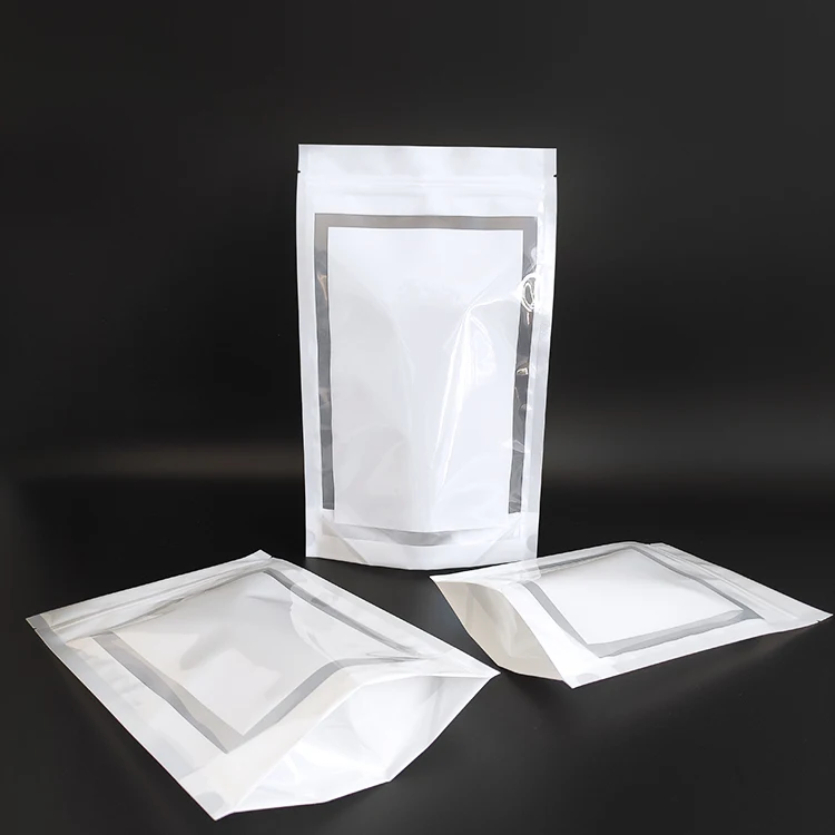 

16x26 cm double side see through plain white resealable ziplock plastic stand up packaging bag