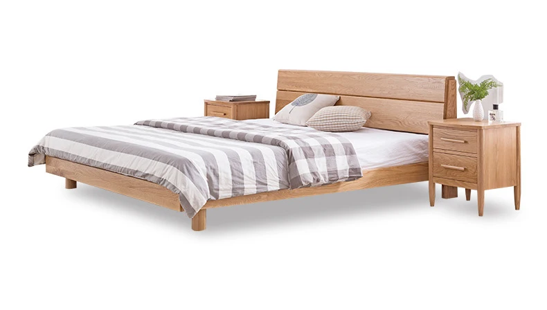 product-Morden simple design custom hot sale natural solid wooden bed single double bed furniture fo-1