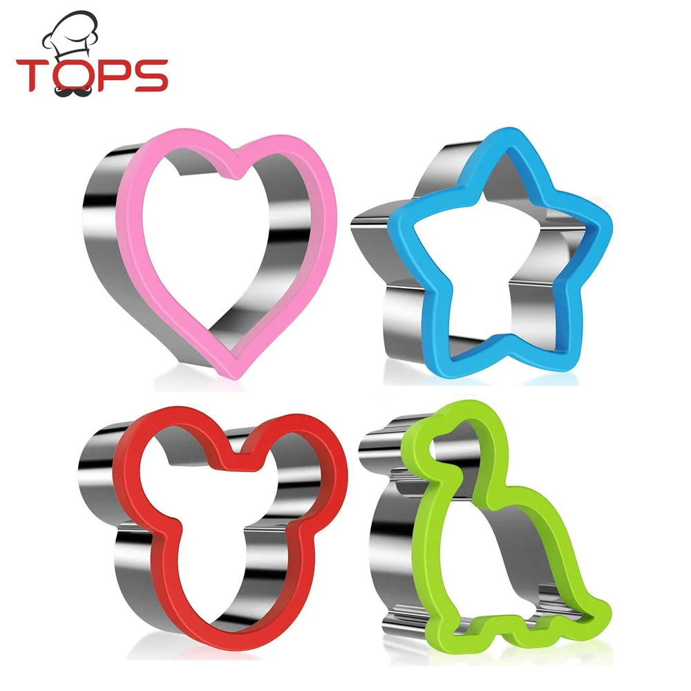 

Cookie Tool Type 4 pcs Set Christmas Silicone Cookie Cutter/ Cute Silicone edged Stainless Steel Cookie Cutter -FlowerStarHeart, Any pantone color