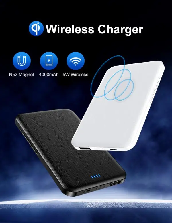 15W 20W 2 in 1 portable magnetic wireless charger power bank ultra-thin qi wireless charging powerbank for i Phone12 Samsung - ANKUX.COM