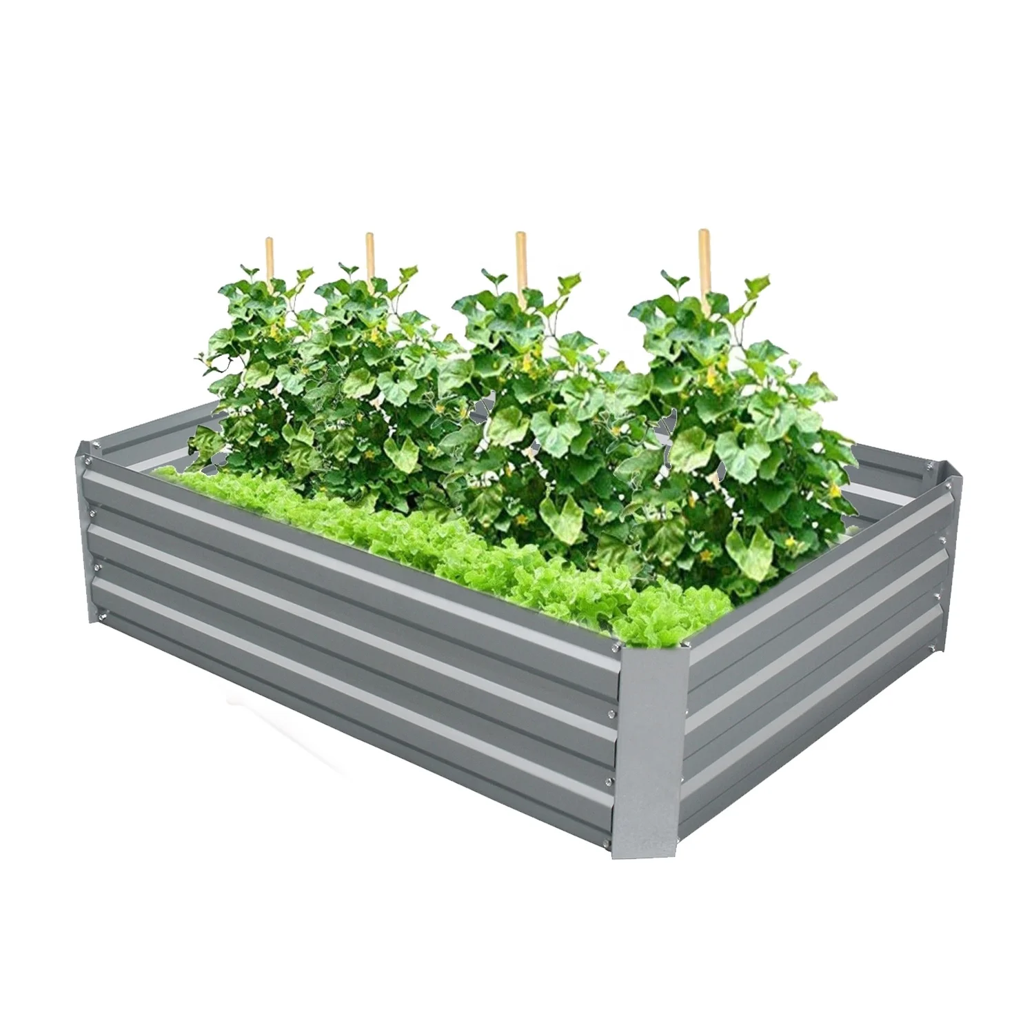 

Vintage Rectangle Galvanized Metal Raised Garden Bed Planter Box