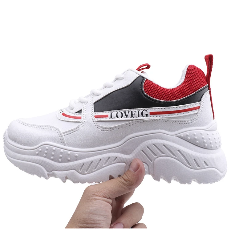 

Women White casual shoes PU upper Heighten Sneakers for lady