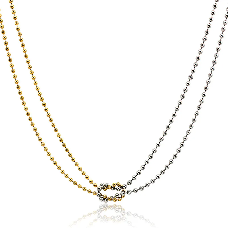 2021 Fashion Classical Link Necklace Gold & Silver Color Chain Two-layer Jewelry Long Chain Necklace