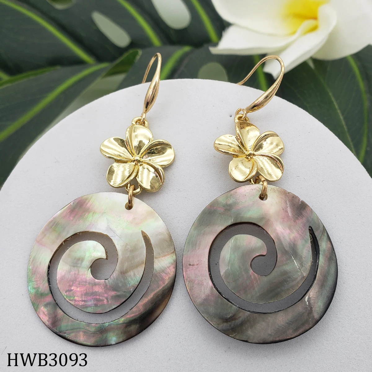 

Hawaiian jewelry wholesale gold jewelry hawaiian earrings abalone shell turtle seawave big flower earrings jewelry