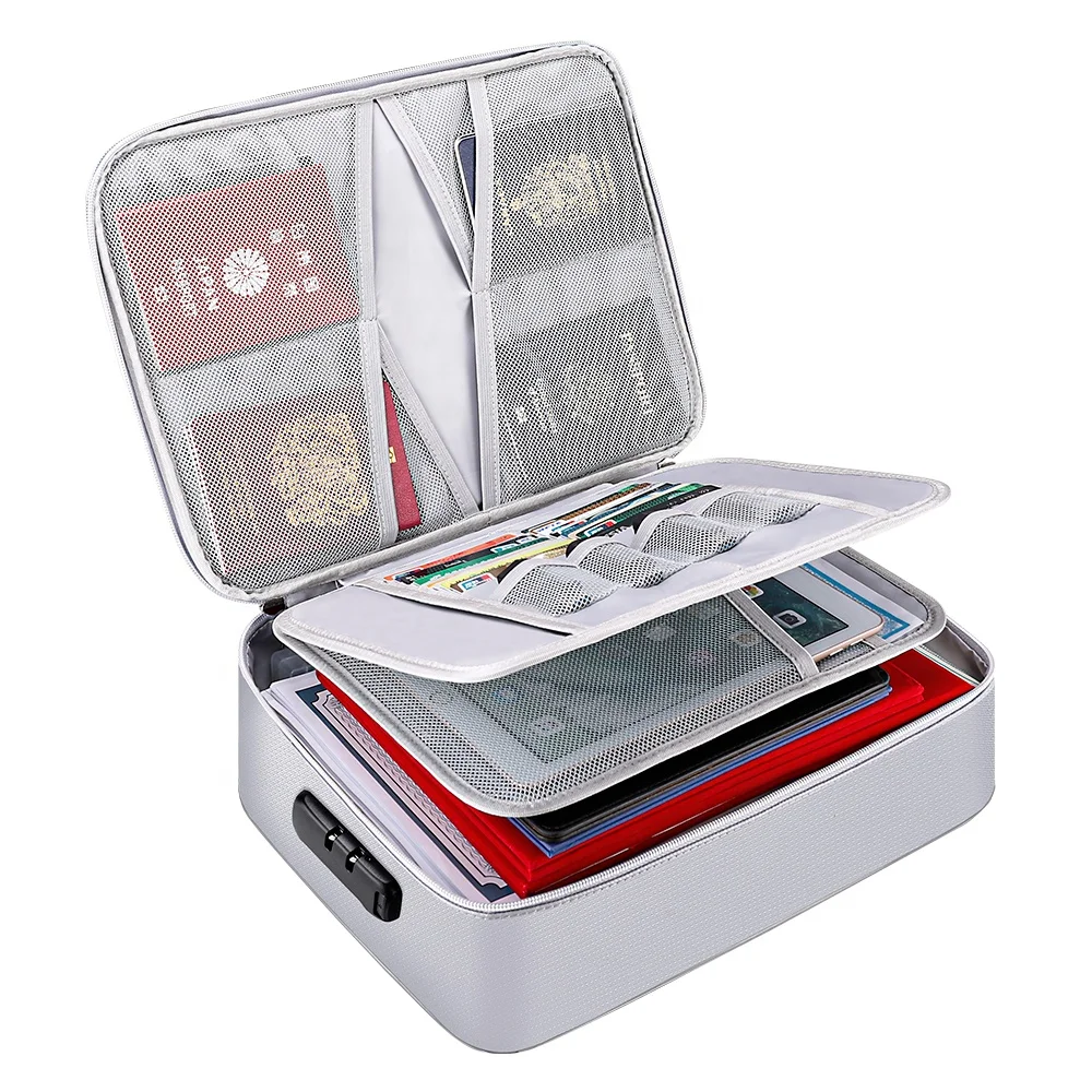 

Amazon Hot Selling multi-layer deliway water proof and fireproof document bag, Black,grey,custom