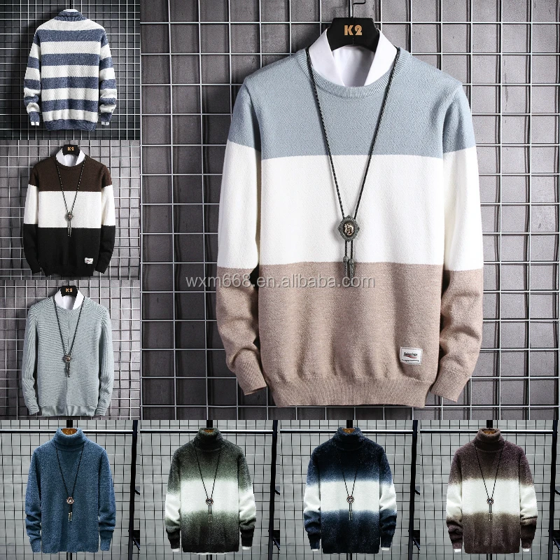 

Wholesale Cheap Price Fashion Knitted Pullover Round Necked Pattern Men Sweaters