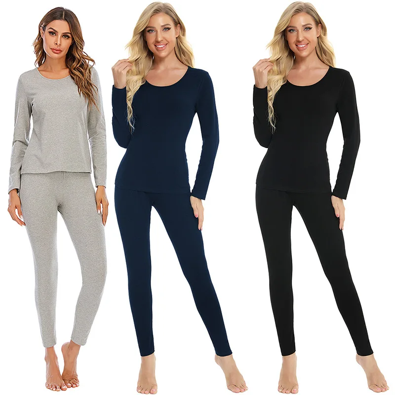 

Body thermal underwear set thin round neck bottom slimming autumn clothes long trousers women, Customized color
